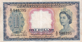 Malaya and British Borneo, 1 Dollar, 1953, VF, p1a