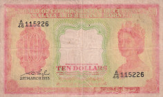 Malaya and British Borneo, 10 Dollars, 1953, VF, p3a