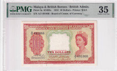 Malaya and British Borneo, 10 Dollars, 1953, VF, p3a