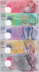 Maldives, 5-10-20-50-100 Rufiyaa, 2017/2022, UNC, pA26-p29, (Total 5 banknotes)