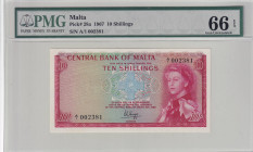 Malta, 10 Shillings, 1967, UNC, p28a