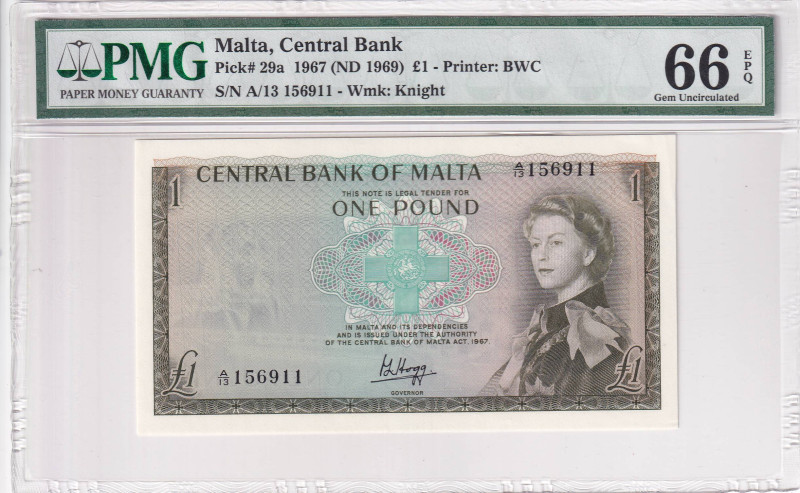 Malta, 1 Pound, 1969, UNC, p29a

PMG 66 EPQ, Queen Elizabeth II Portrait

Es...
