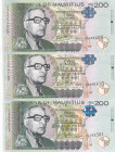 Mauritius, 200 Rupees, 2023, p61, (Total 3 banknotes)