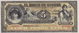 Mexico, 5 Pesos, 1911, AUNC, pS419r, REMAINDER