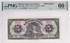 Mexico, 5 Pesos, 1961, UNC, p60gs, SPECIMEN