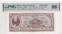 Mexico, 100 Pesos, 1961, UNC, p61as, SPECIMEN