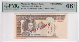 Mongolia, 50 Tugrik, 2000, UNC, p64as, SPECIMEN