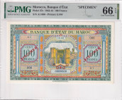 Morocco, 100 Francs, 1943/1944, UNC, p27s, SPECIMEN