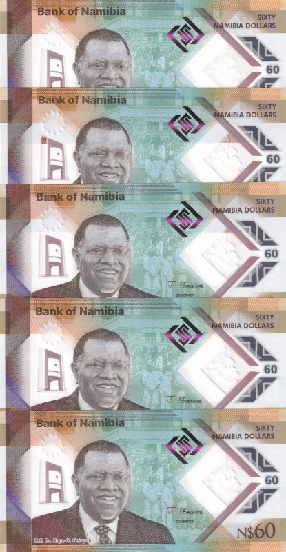 Namibia, 60 Namibia Dollars, 2025, UNC, p19, (Total 5 banknotes)

Polymer

E...