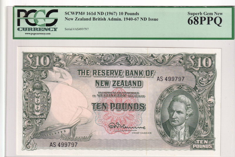 New Zealand, 10 Pounds, 1940-67, UNC, p161d

PCGS 68 OPQ, High Condition

Es...
