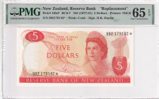 New Zealand, 5 Dollars, 1977/1981, UNC, p165d, REPLACEMENT