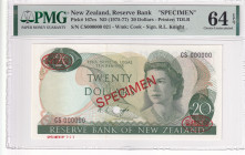 New Zealand, 20 Dollars, 1975/1977, UNC, p167cs, SPECIMEN