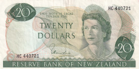 New Zealand, 20 Dollars, 1967/1981, VF, p167d