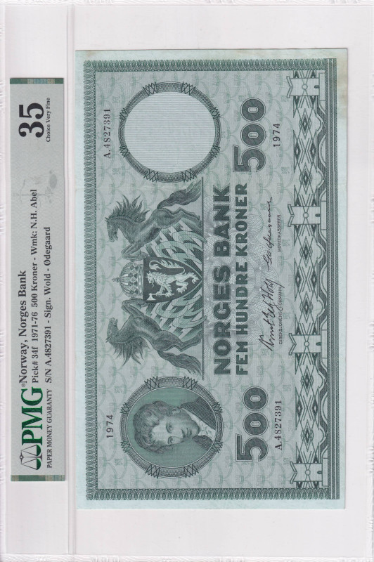 Norway, 500 Kroner, 1971/1976, VF, p34f

PMG 35

Estimate: USD 350-700