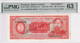 Paraguay, 100 Guaranies, 1963, UNC, p199bs, SPECIMEN