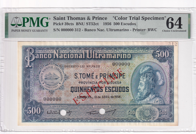 Saint Thomas & Prince, 500 Escudos, 1956, UNC, p39cts, COLOR TRIAL SPECIMEN

P...