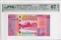 Samoa, 5 Tala, 2017, UNC, p38cs, SPECIMEN