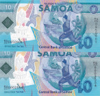 Samoa, 10 Tala, 2019, UNC, p45, (Total 2 banknotes)