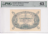 Senegal, 5 Francs, 1874, UNC, pA1r