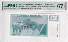 Slovenia, 10 Tolarjev, 1990, UNC, p4s1, SPECIMEN