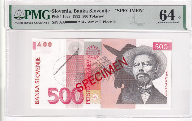 Slovenia, 500 Tolarjev, 1992, UNC, p16as, SPECIMEN

PMG 64 EPQ

Estimate: US...