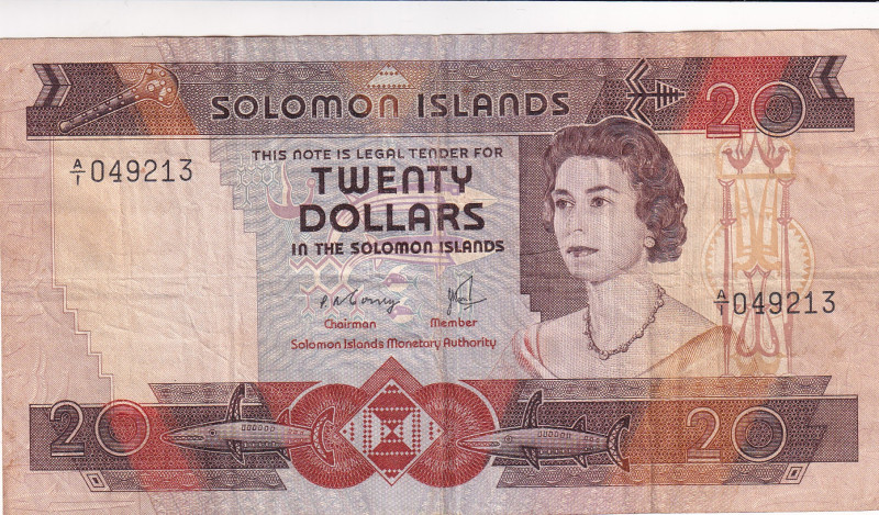 Solomon Islands, 20 Dollars, 1981, VF, p8

Queen Elizabeth II Portrait, Staine...