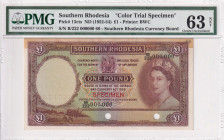 Southern Rhodesia, 1 Pound, 1952/1954, UNC, p13cts, SPECIMEN
