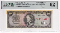 Trinidad & Tobago, 10 Dollars, 1964, UNC, p28cs, SPECIMEN