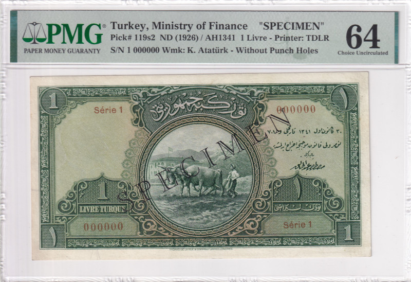 Türkiye, 1 Livre, 1927, UNC, p119as, SPECIMEN

PMG 64, 1. Emission

Estimate...