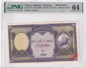 Türkiye, 10 Livres, 1927, UNC, p121, SPECIMEN
