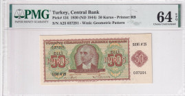 Türkiye, 50 Kurush, 1944, UNC, p134, 2.Emission