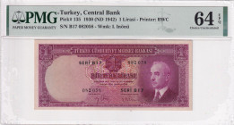Türkiye, 1 Lira, 1942, UNC, p135, 2.Emission