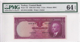 Türkiye, 1 Lira, 1942, UNC, p135, 2.Emission