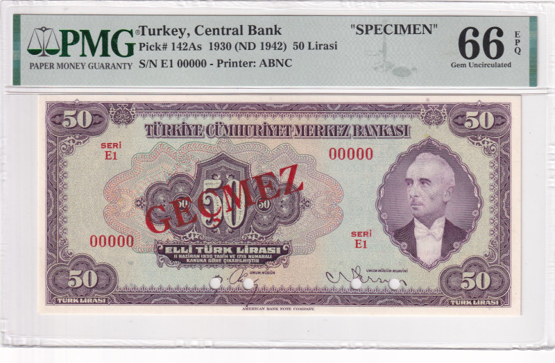 Türkiye, 50 Lira, 1942, UNC, p142As, 3.Emission

PMG 66 EPQ, SPECIMEN

Estim...
