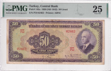 Türkiye, 50 Lira, 1942, VF, p142a, 3.Emission