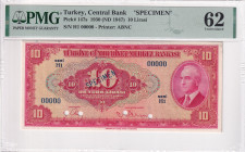Türkiye, 10 Lira, 1947, UNC, p147s, SPECIMEN