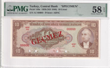 Türkiye, 10 Lira, 1948, AUNC, p148a, SPECIMEN