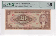 Türkiye, 10 Lira, 1948, VF, p148a, 4.Emission