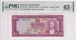 Türkiye, 2 1/2 Lira, 1957, UNC, p152, 5.Emission