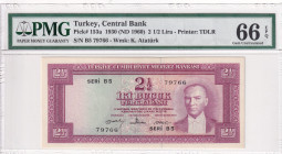 Türkiye, 2 1/2 Lira, 1960, UNC, p153a, 5.Emission