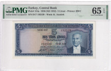Türkiye, 5 Lira, 1952, UNC, p154, 5.Emission