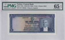 Türkiye, 5 Lira, 1952, UNC, p154, 5.Emission