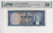 Türkiye, 5 Lira, 1952, AUNC, p154a, 5.Emission