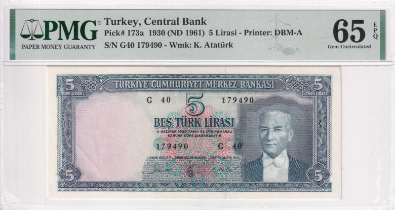Türkiye, 5 Lira, 1961, UNC, p173a, 5.Emission

PMG 65 EPQ

Estimate: USD 400...