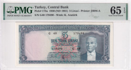 Türkiye, 5 Lira, 1961, UNC, p173a, 5.Emission