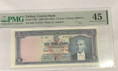 Türkiye, 5 Lira, 1961, XF, p173a, 5.Emission