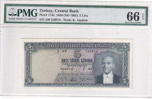 Türkiye, 5 Lira, 1965, UNC, p174a, 5.Emission