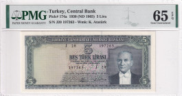 Türkiye, 5 Lira, 1965, UNC, p174a, 5.Emission