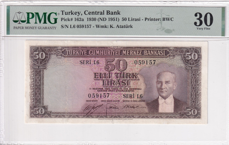 Türkiye, 50 Lira, 1951, VF, p162a, 5.Emission

PMG 30

Estimate: USD 150-300...
