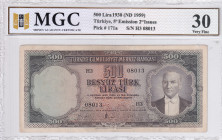 Türkiye, 500 Lira, 1959, VF, p171a, 5.Emission